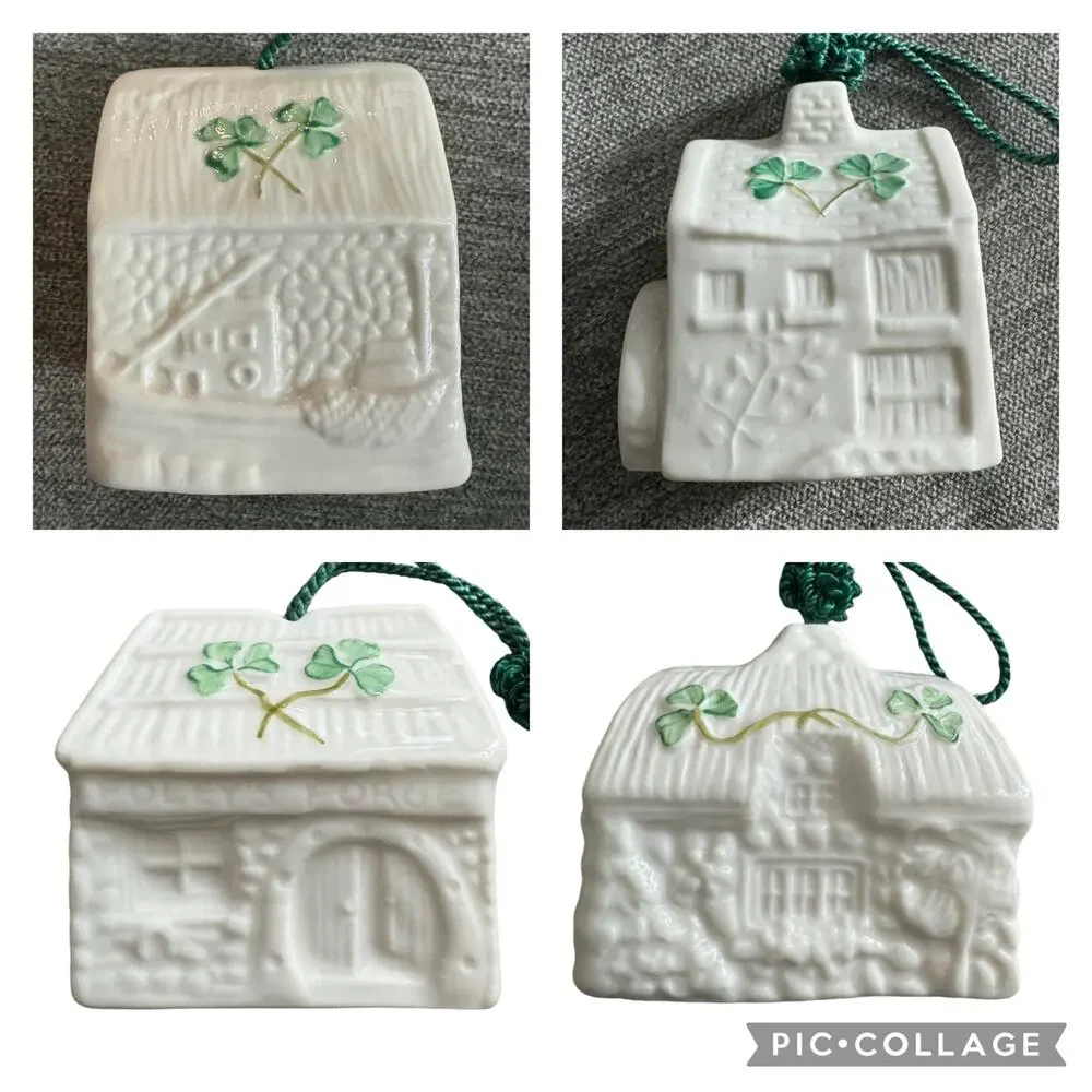 NWB Vintage Irish Belleek Porcelain Christmas ornament Hazelwood House With Box